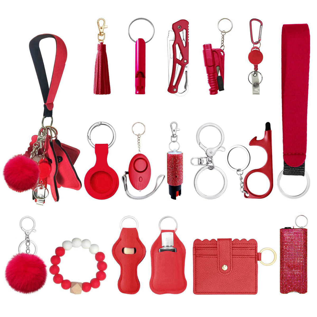 Araafur Wristlet Keychain Set with Wallet Card Holder and Pom pom Airtag Keychain Accessories for Women – alternate angl