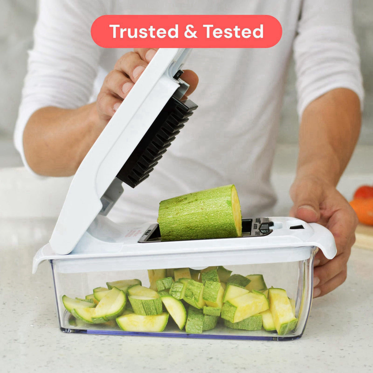 Fullstar Pro Original Vegetable Chopper & Spiralizer, All-in-1 Kitchen Tool – White, Stainless Steel Blades, BPA-Free & 