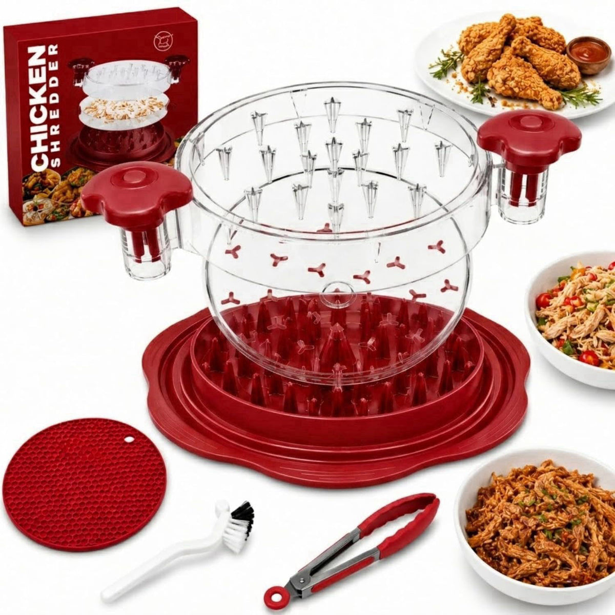 Silksway Gallery Premium Large Chicken Shredder Tool with Suction Base 2026 – Twist Meat Shredder with Ergonomic Handle 