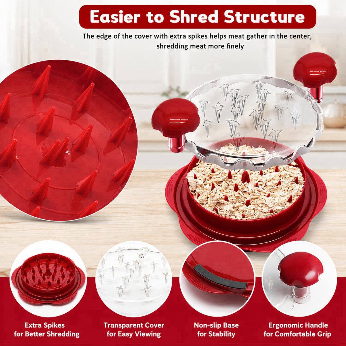 Silksway Gallery Premium Large Chicken Shredder Tool with Suction Base 2026 – Twist Meat Shredder with Ergonomic Handle 