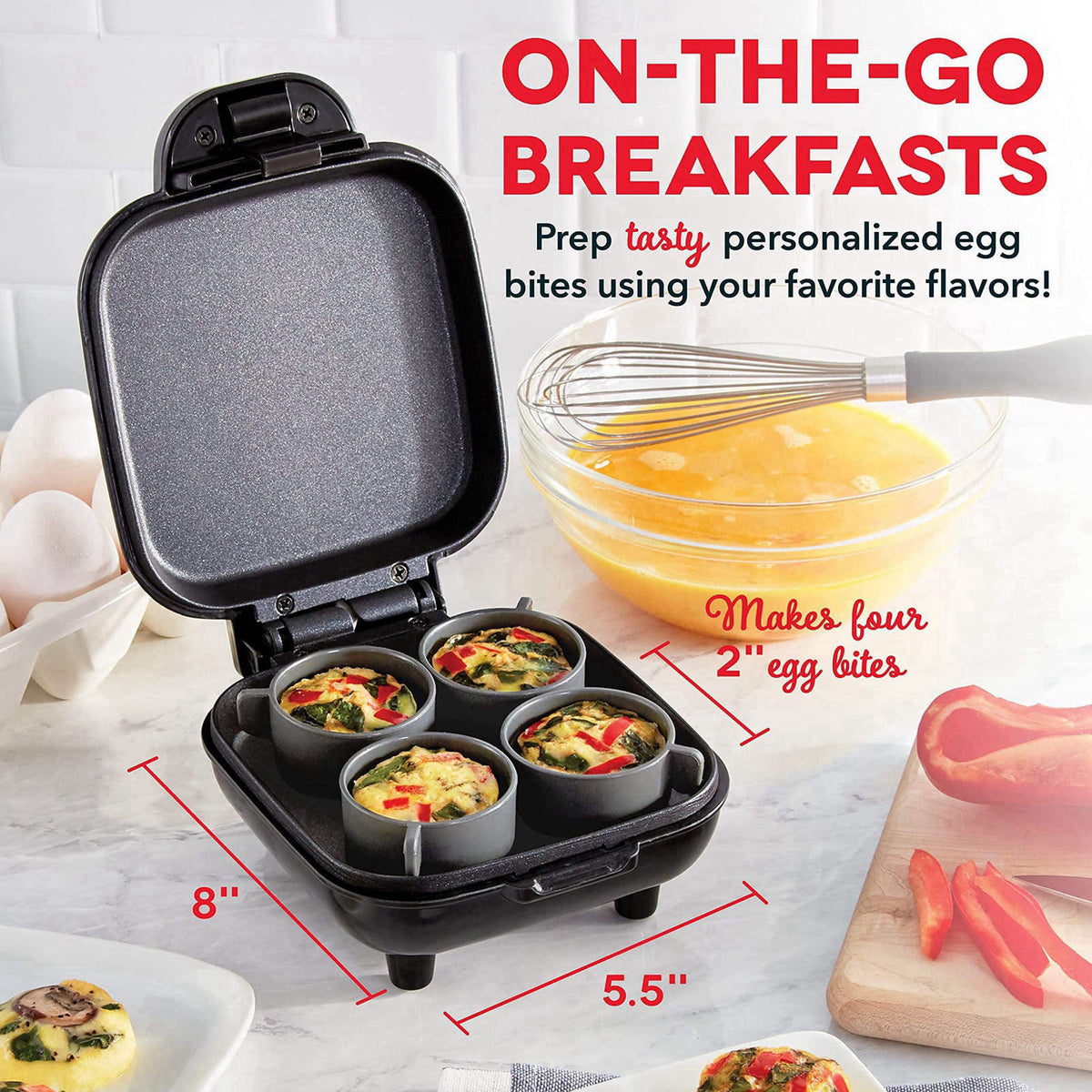 Dash Deluxe Egg Bite Maker - Electric Egg Bite Maker for Healthy Protein Snacks - Quick Cleanup, Space-Saving Design & N