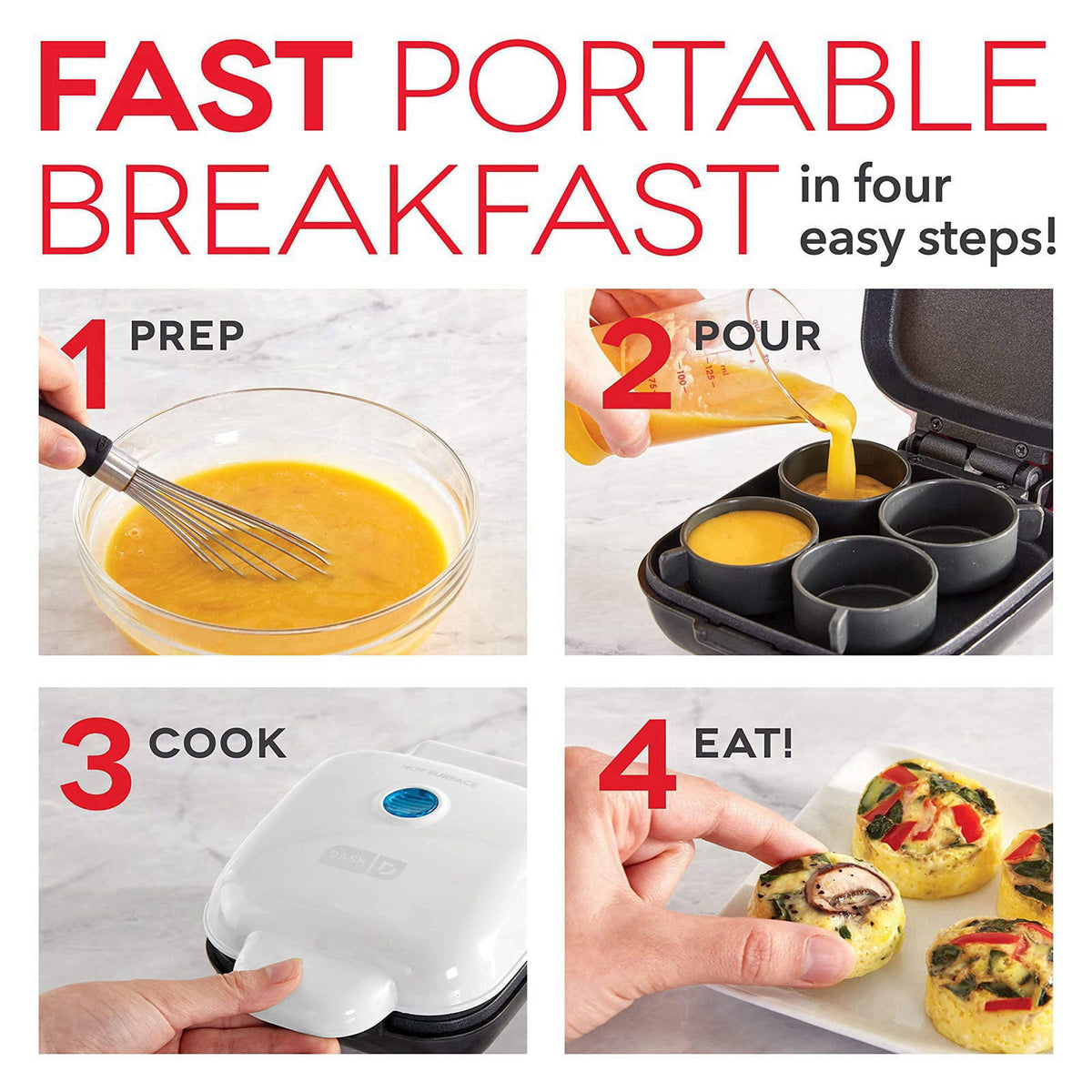 Dash Deluxe Egg Bite Maker - Electric Egg Bite Maker for Healthy Protein Snacks - Quick Cleanup, Space-Saving Design & N
