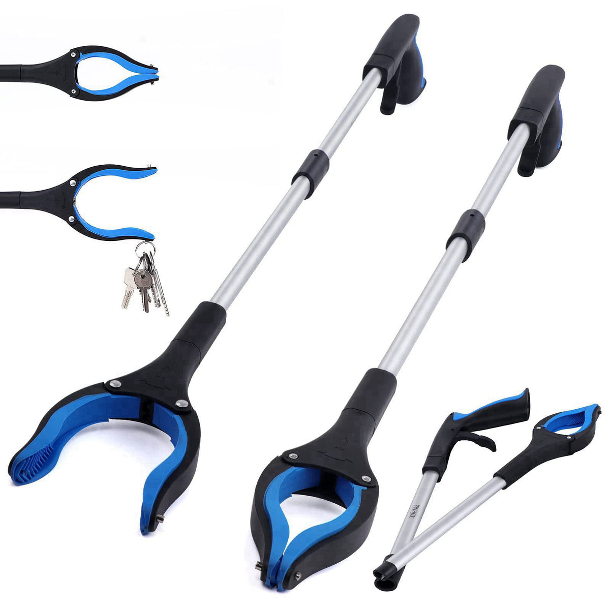 Xth-Nth 2-Pack Grabber Reacher Tool, 32 Inch Extra Long Steel Foldable Pick Up Stick with Strong Grip Magnetic, 90° Rota