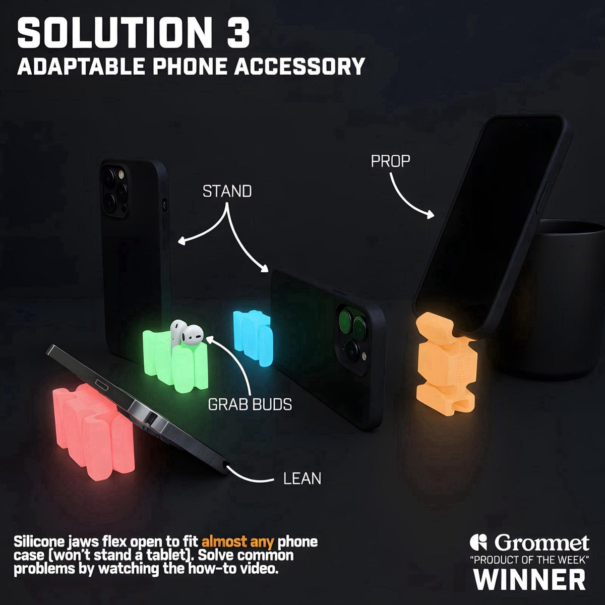 CordBrick Weighted Cord Holder for Nightstand & Desk, Lemon Glow 1 Pack – full view