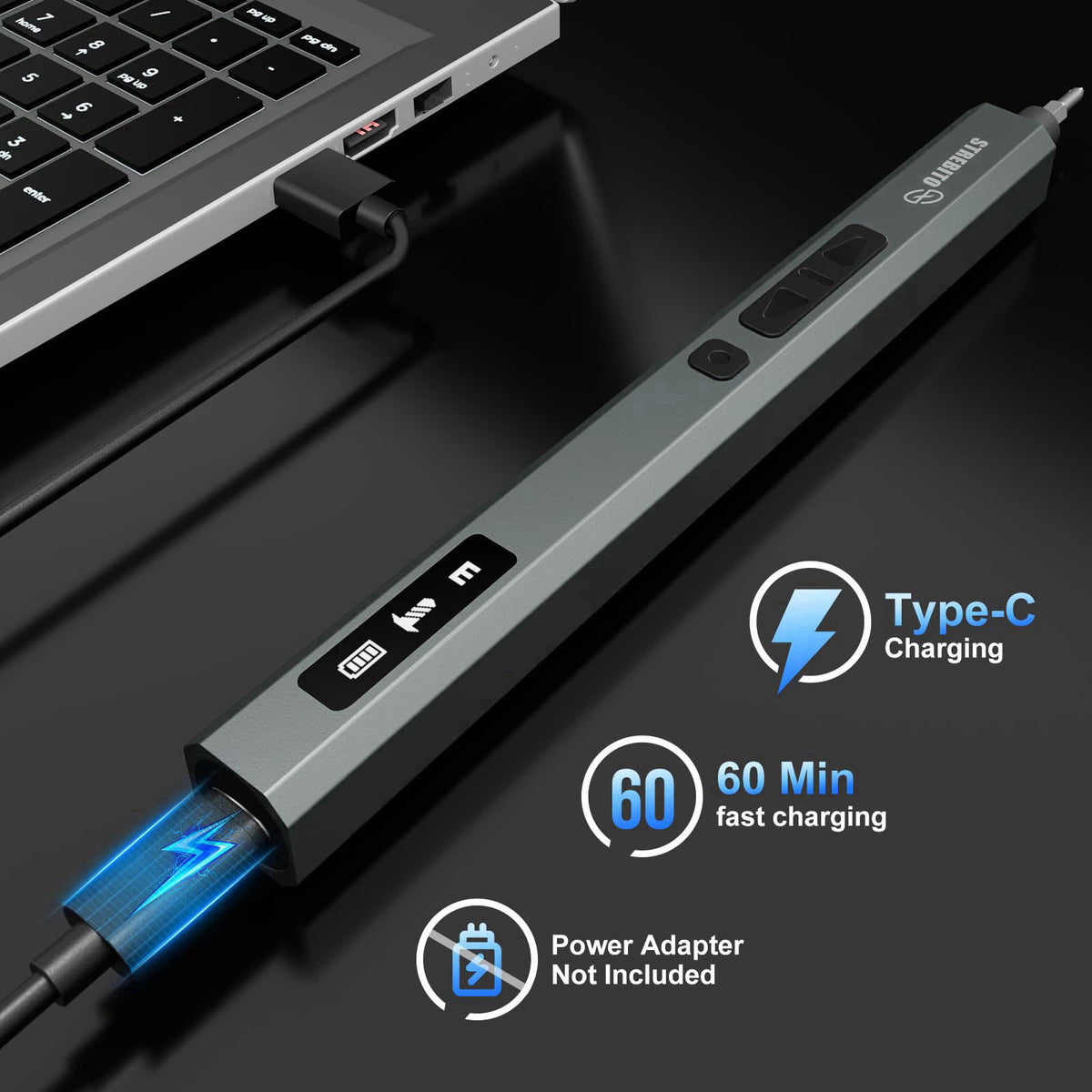 STREBITO 144-Piece Upgraded Electric Screwdriver – alternate angle