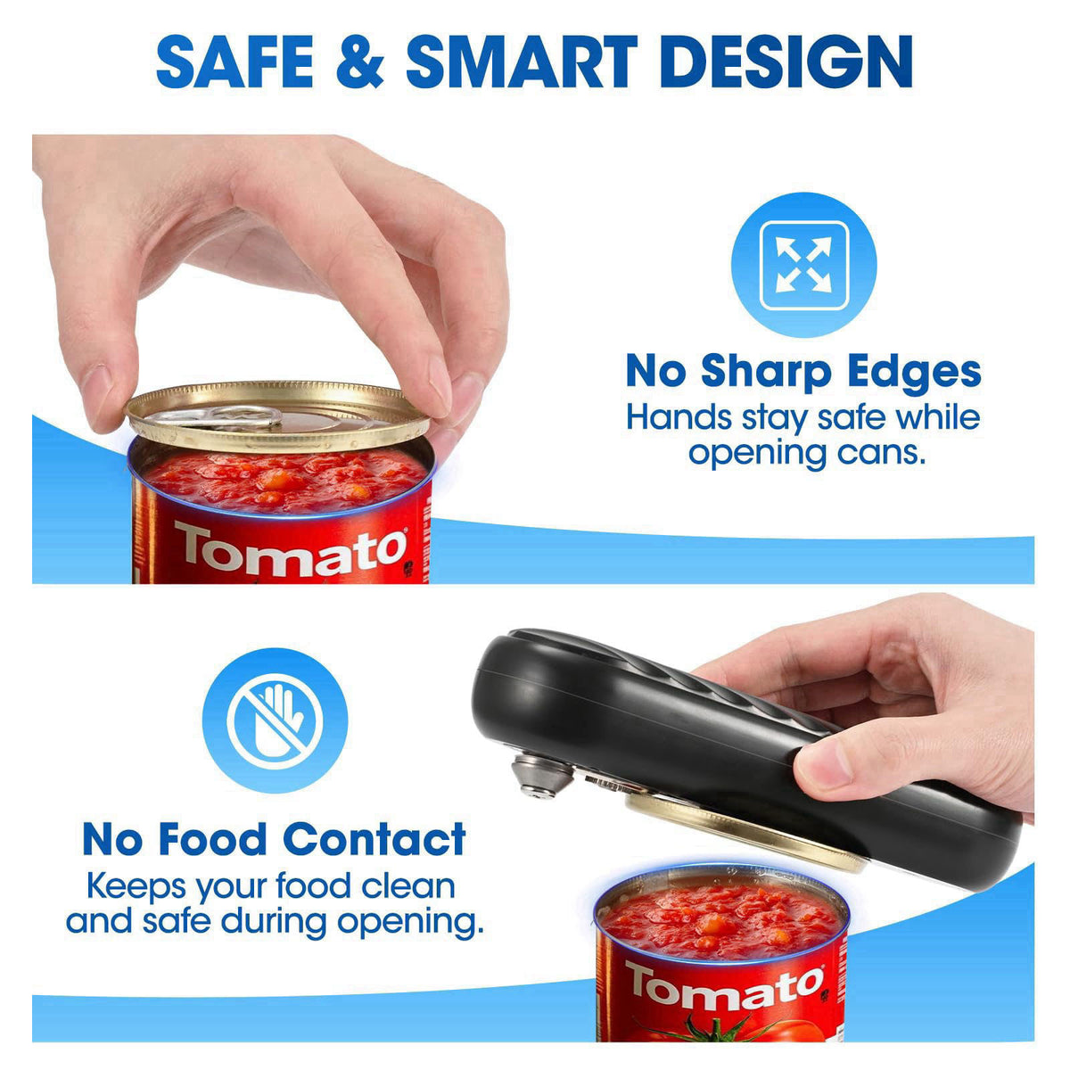 Duyiho Electric Can Opener for Seniors, One-Touch Automatic Can Opener with Smooth Edge, USB Rechargeable, Cordless Batt