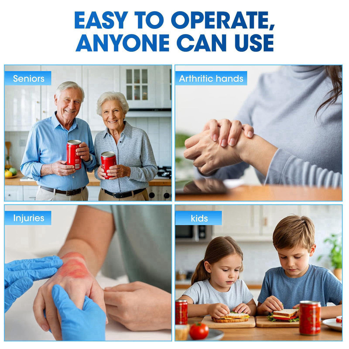 Duyiho Electric Can Opener for Seniors, One-Touch Automatic Can Opener with Smooth Edge, USB Rechargeable, Cordless Batt