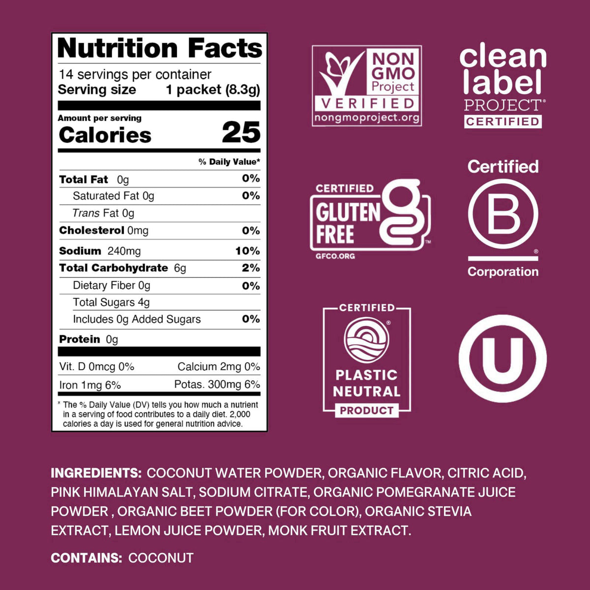 Cure Hydration - Electrolyte Drink Powder Berry Pomegranate 14 Packets – close-up detail in Berry Pomegranate