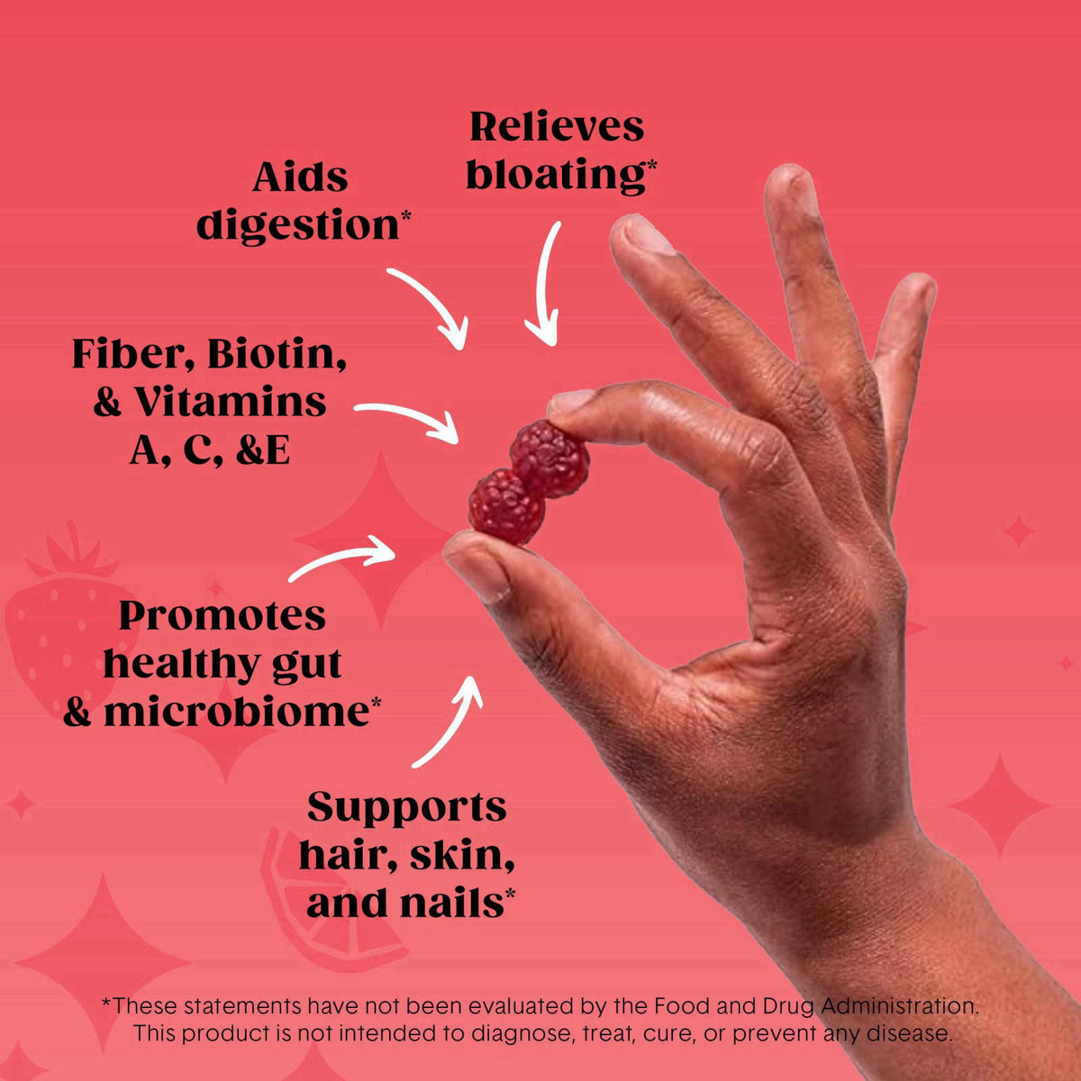 Bellway Super Fiber + Beauty, Fiber Gummies with Biotin, Sugar-Free, 60 Ct – close-up detail