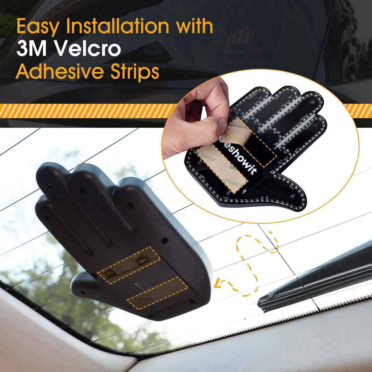 Bicboz Car Finger Light with Remote - Give The Bird & Wave & Love to Drivers – full view