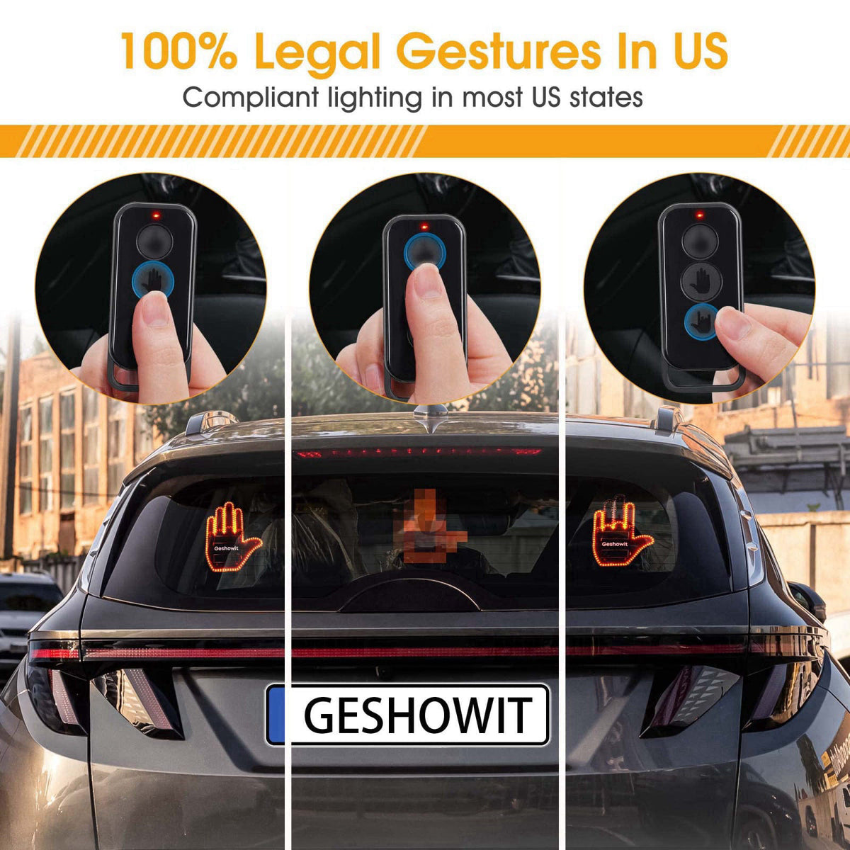Bicboz Car Finger Light with Remote - Give The Bird & Wave & Love to Drivers – alternate angle