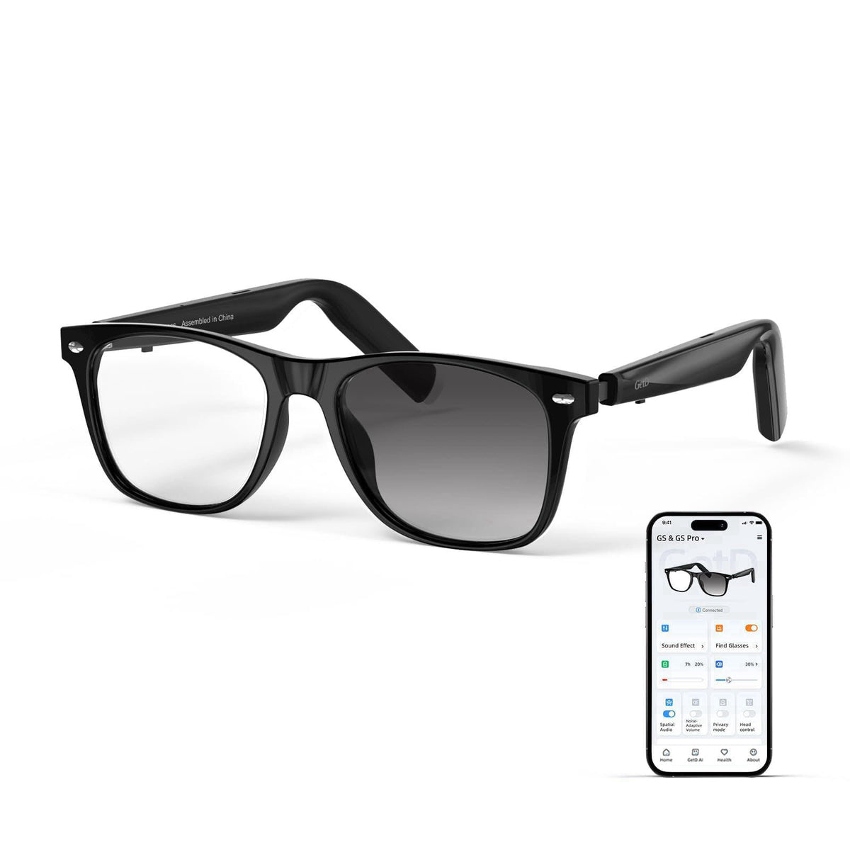 GetD Bluetooth Audio Smart Glasses for Women Men,Open Ear AI Glasses – Shiny Black,Yellow Tortoise... Shiny Black,Yellow