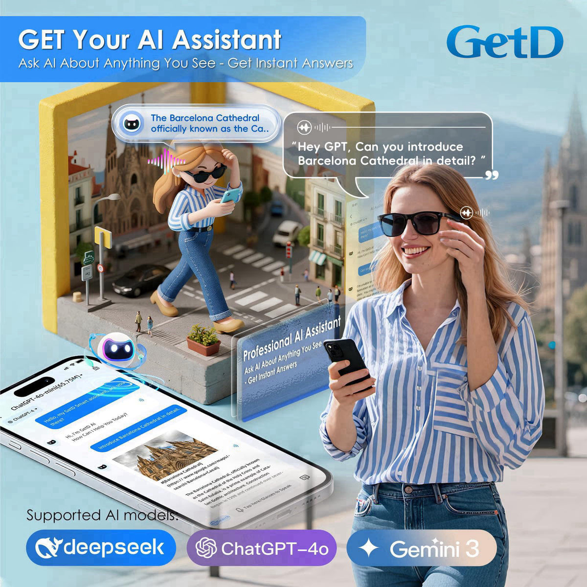 GetD Bluetooth Audio Smart Glasses for Women Men,Open Ear AI Glasses – packaging and label
