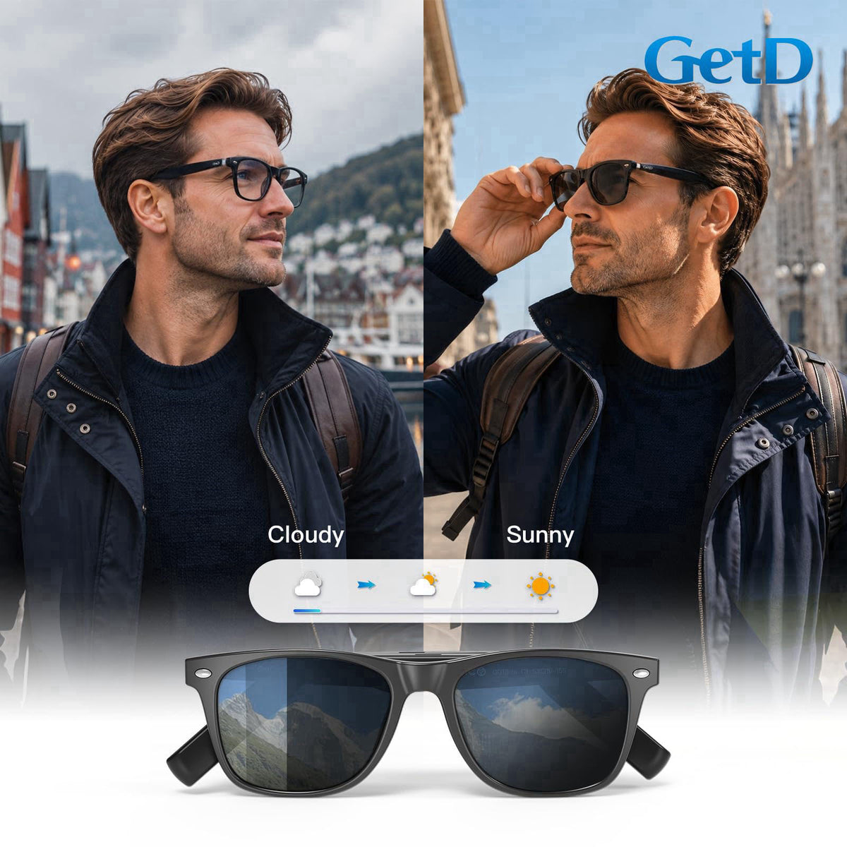 GetD Bluetooth Audio Smart Glasses for Women Men,Open Ear AI Glasses – full view, size Standard Large Large Standard Lar