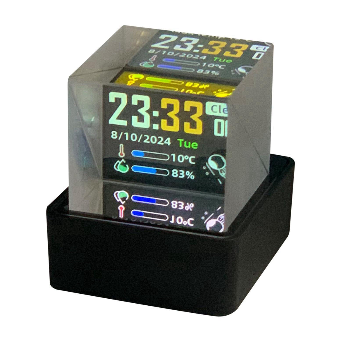 MLWSHR HolaCube WiFi Holographic Crystal 3D Photo Display, Smart Weather Station & Digital Clock with GIF Animations and