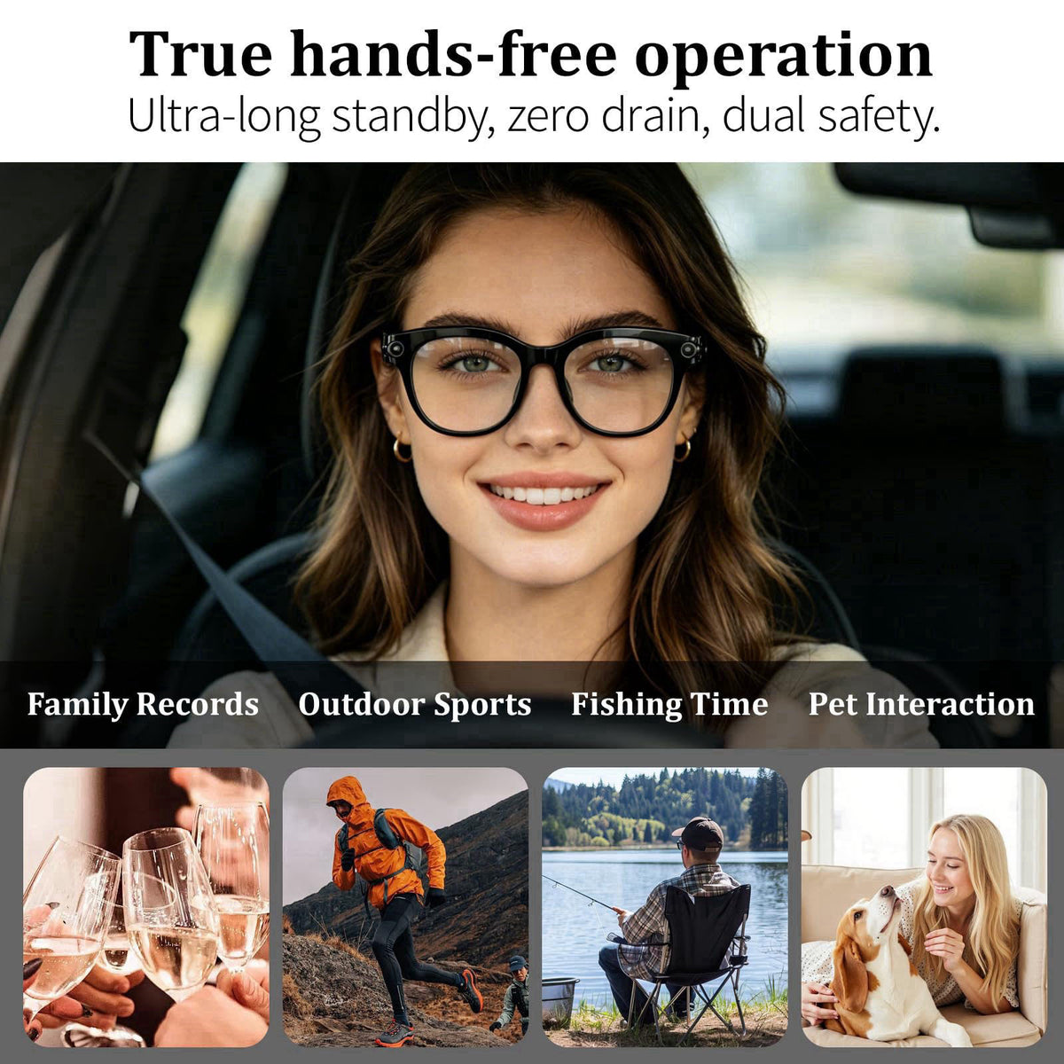 OnsetGizmo Smart Camera Glasses – 8MP Video Recording Sunglasses with 3 Interchangeable Lenses, HD Photos & Videos, AI T