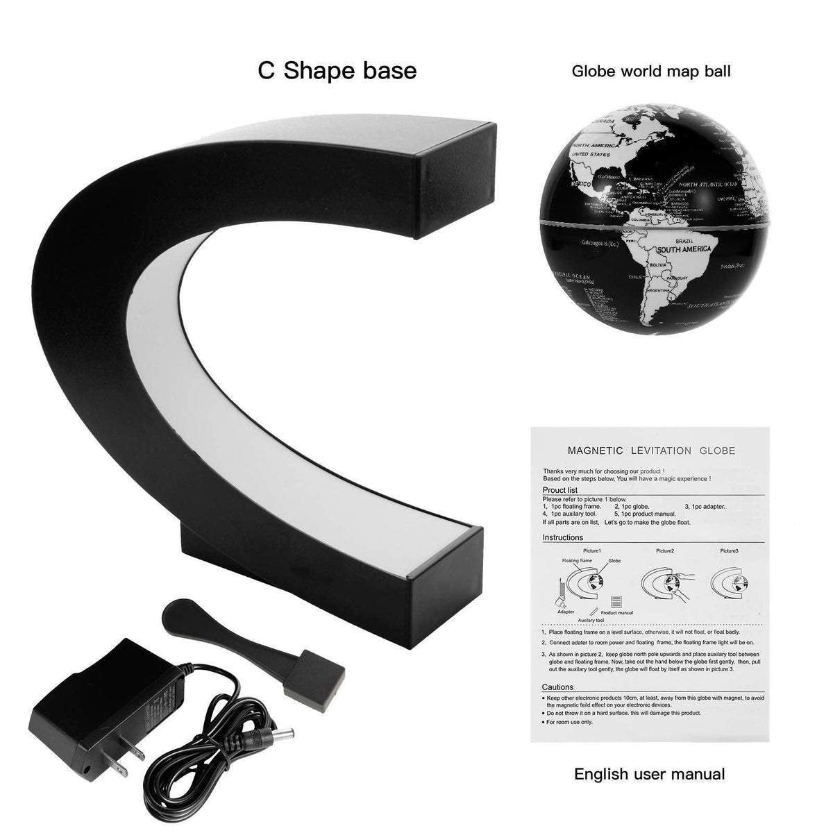 Gresus MultiColor Changing Magnetic Levitation Floating World Map Globe, Floating Globe with LED Lights, Great Fathers S