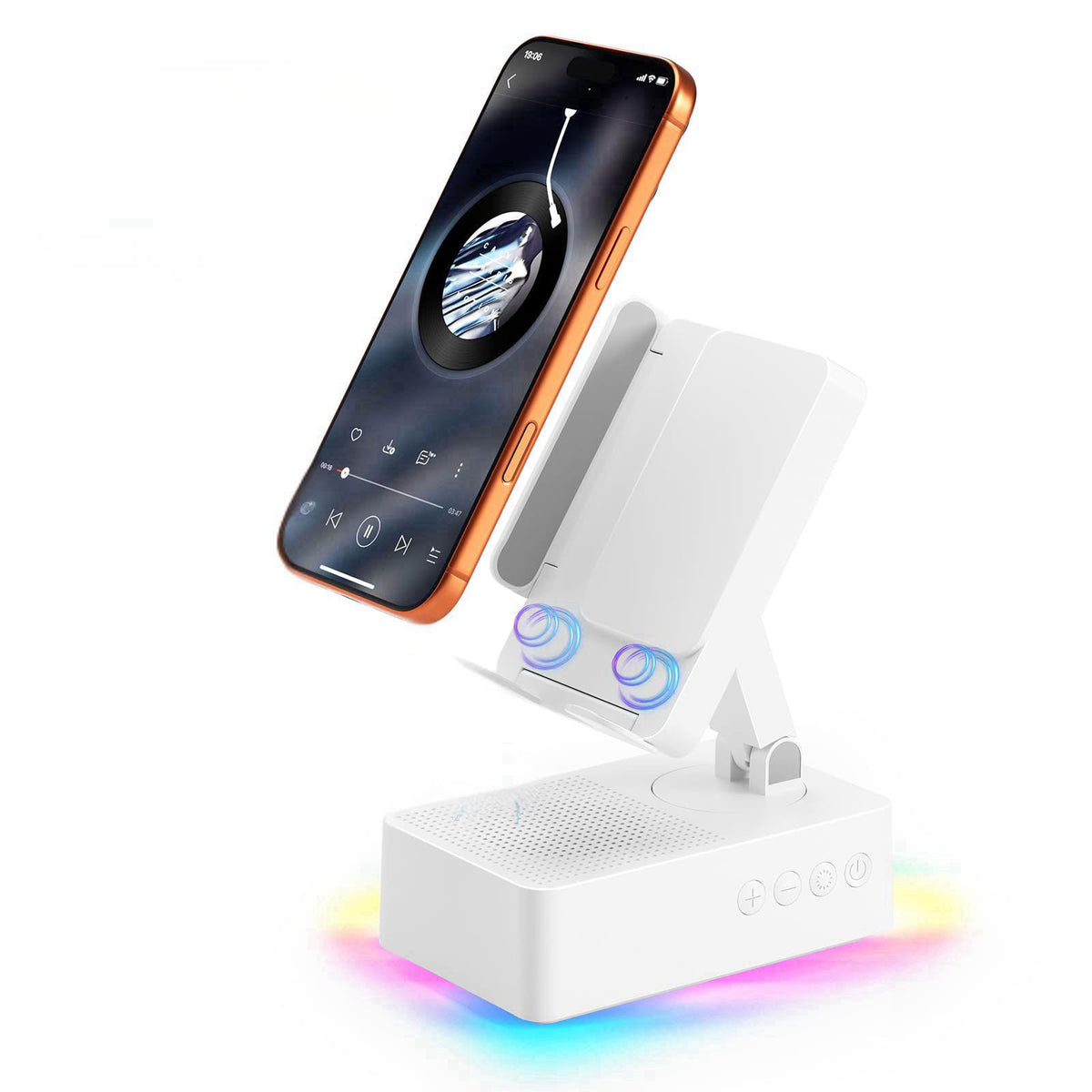 DBHBAODZI Wireless Sensor Speaker, Colorful LED Ambient Light; Foldable and Adjustable Phone Holder, Compatible with iPh