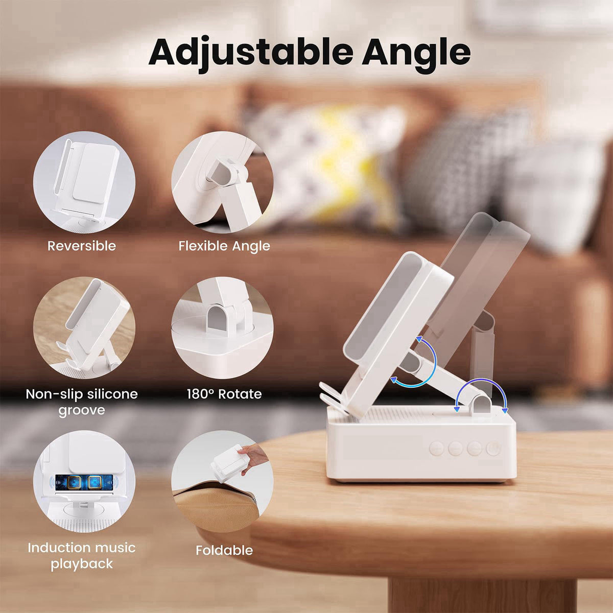 DBHBAODZI Wireless Sensor Speaker, Colorful LED Ambient Light; Foldable and Adjustable Phone Holder, Compatible with iPh