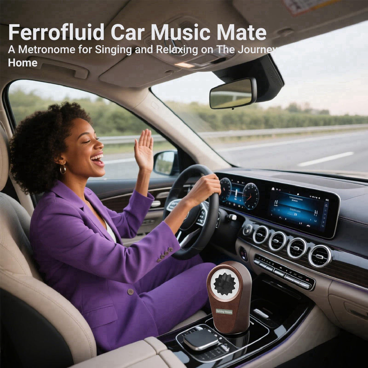Alltripal Ferrofluid Sound Visualizer, Dancing Ferrofluid Speaker Music Mate, Audio Visualizer Desk Art with Lamp, Valen