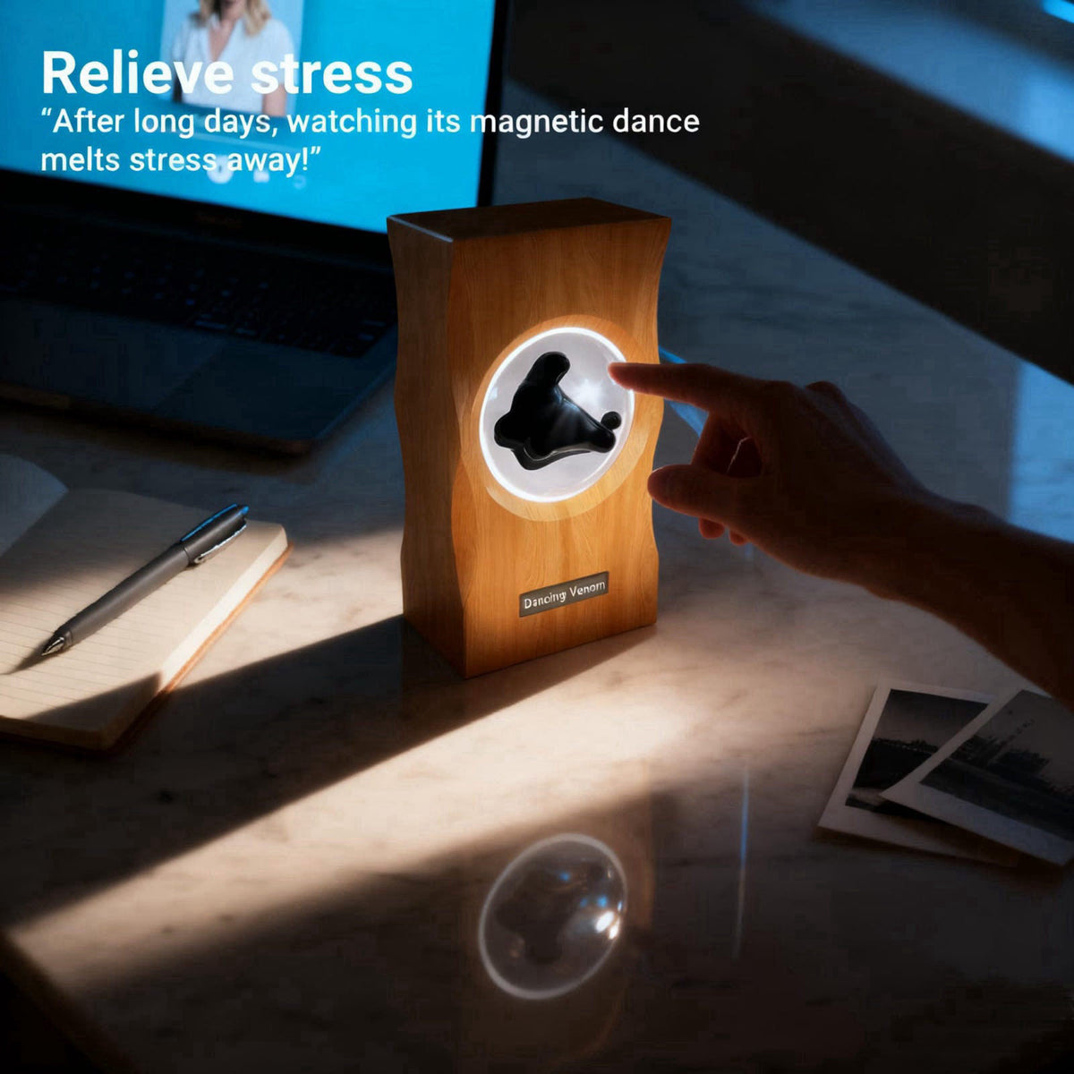 Alltripal Ferrofluid Sound Visualizer, Dancing Ferrofluid Speaker Music Mate, Audio Visualizer Desk Art with Lamp, Cool 