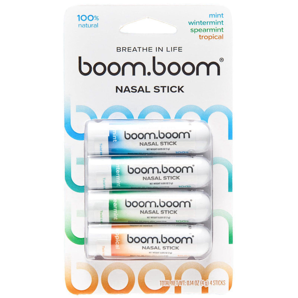 BoomBoom Nasal Stick, Essential Oils + Menthol Inhaler, Variety 4 Pack – product photo (Sinus Medicine)