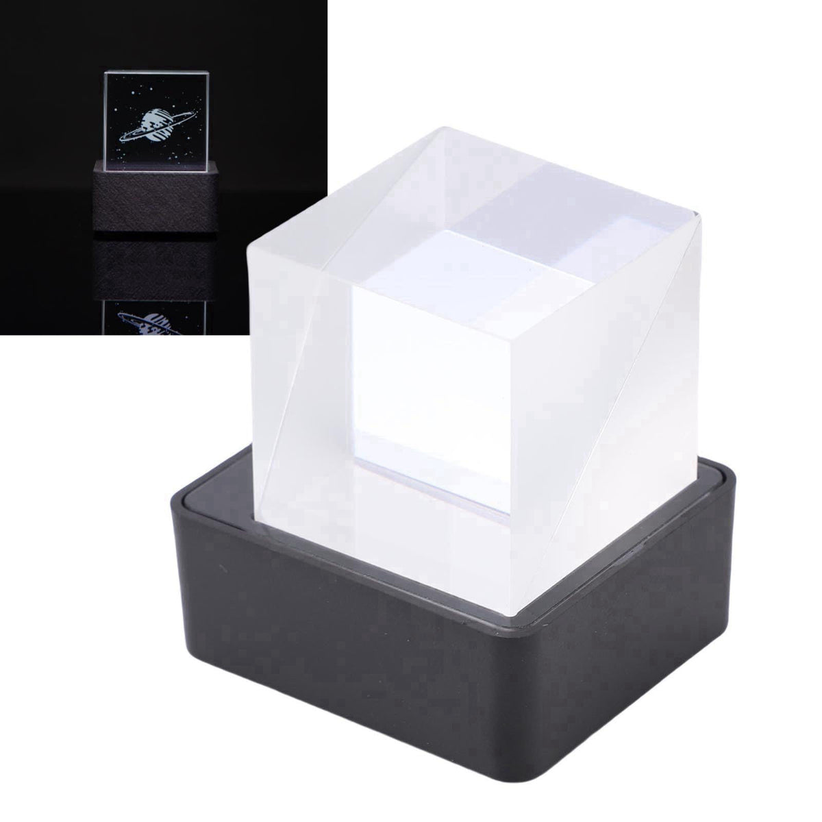 FOSA LED Holographic Crystal 3D Photo Display, with GIF Animations, Electronic Image Album Player, Smart Weather Digital