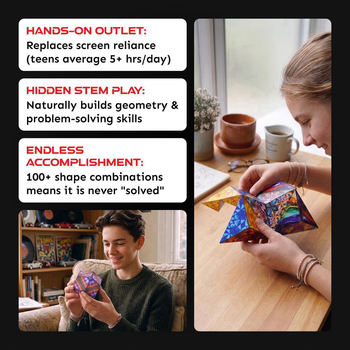 Shashibo DODECA Magnetic Puzzle Cube, Stress Relief Fidget Toy – alternate angle