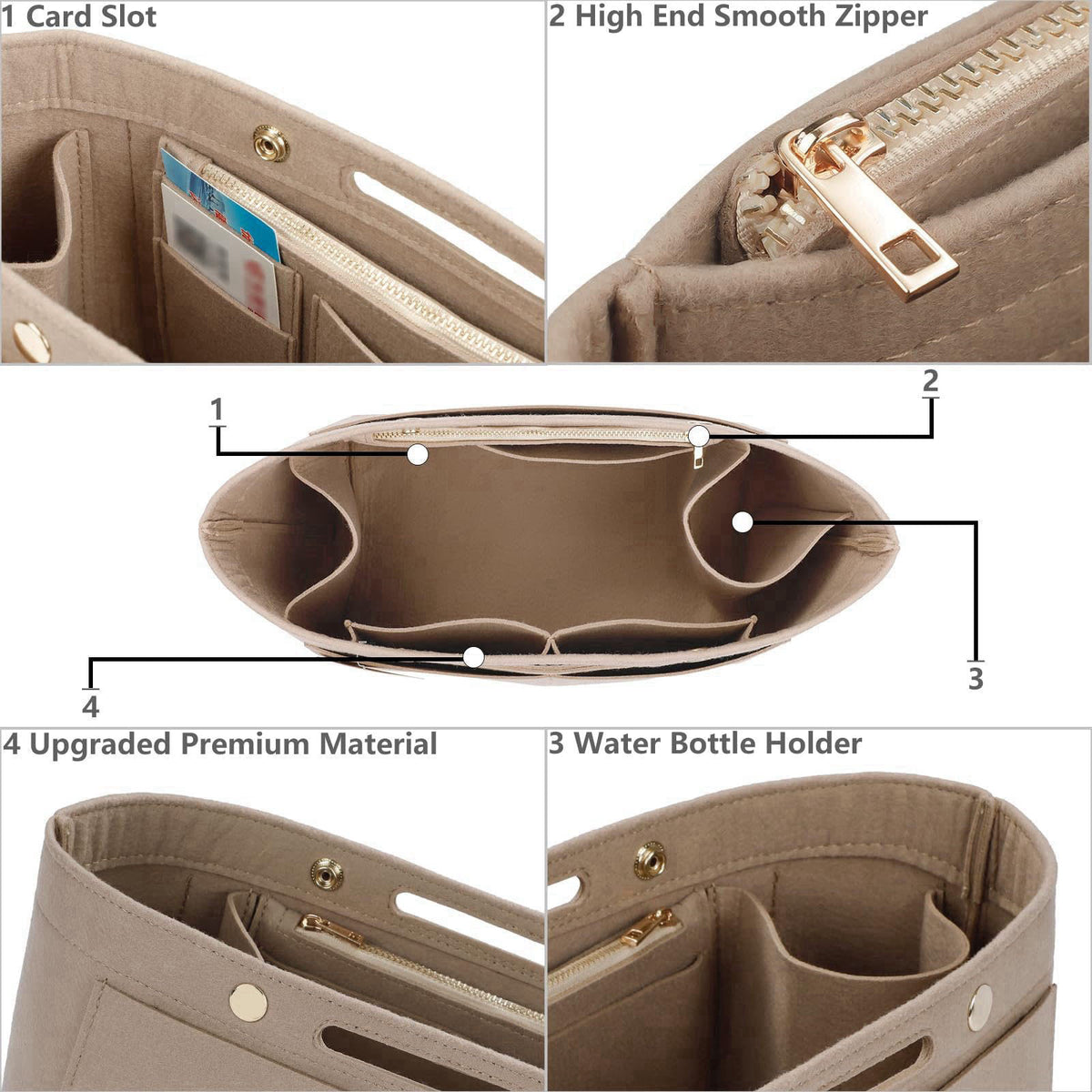 ETTP Purse Organizer Insert For Handbags, Felt Tote Bag Organizer Insert, Handbag Organizer, Compatible with Neverful Sp