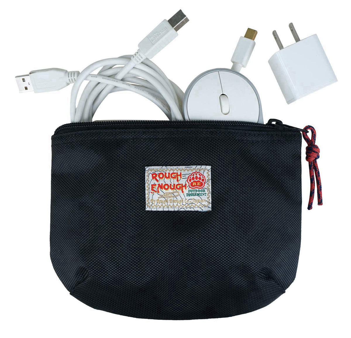 RE ROUGH ENOUGH Rough Enough Small Tech Storage Pouch EDC Travel Cable Organizer, Black – product photo (Cosmetic Bags)