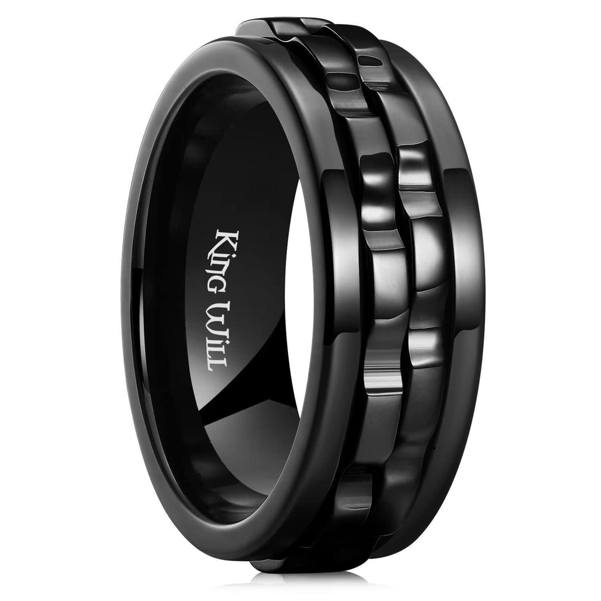 King Will 316L Stainless Steel Spinner Ring for Men-8mm Gear Fidget Spinner Ring, Anxiety Relief and Stress Free Wedding