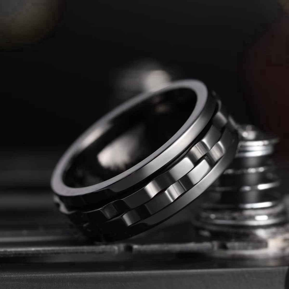 King Will 316L Stainless Steel Spinner Ring for Men-8mm Gear Fidget Spinner Ring, Anxiety Relief and Stress Free Wedding