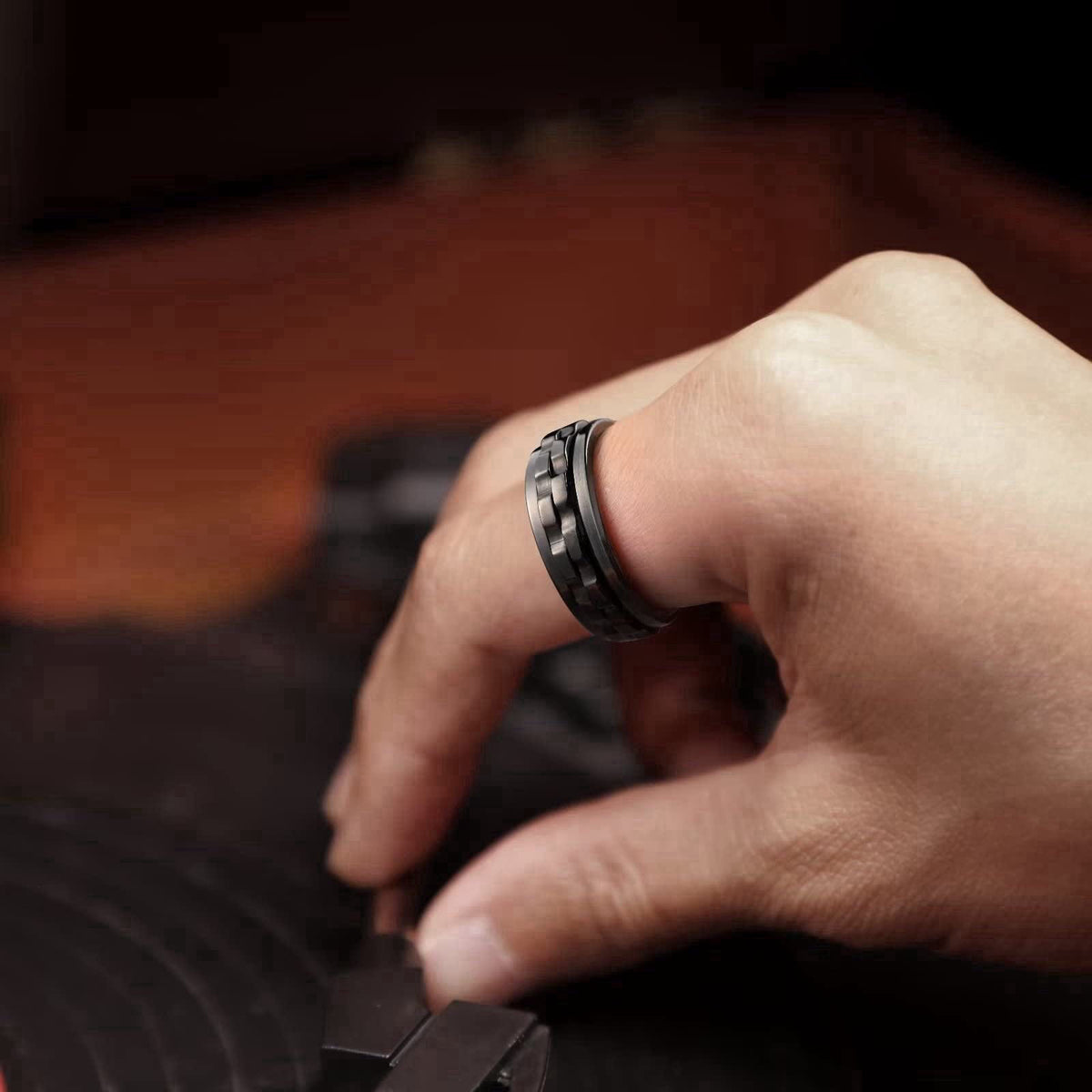 King Will 316L Stainless Steel Spinner Ring for Men-8mm Gear Fidget Spinner Ring, Anxiety Relief and Stress Free Wedding