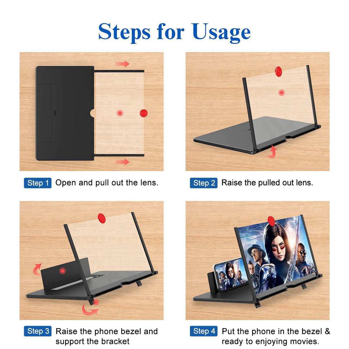 Fanlory 18" Screen Magnifier,3D HD Mobile Phone Magnifier Projector Screen Enlarger for Movies, Videos, and Gaming,F