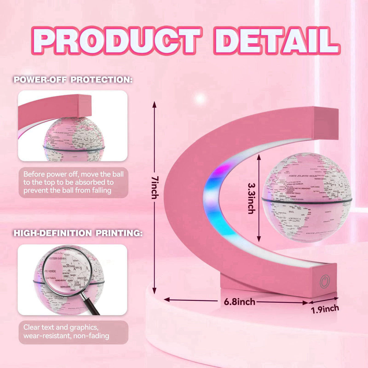 Flagest Magnetic Levitation Floating Globes with LED Lights, C Frame Floating Globe Lamp, Cool tech Gadgets for Home Off