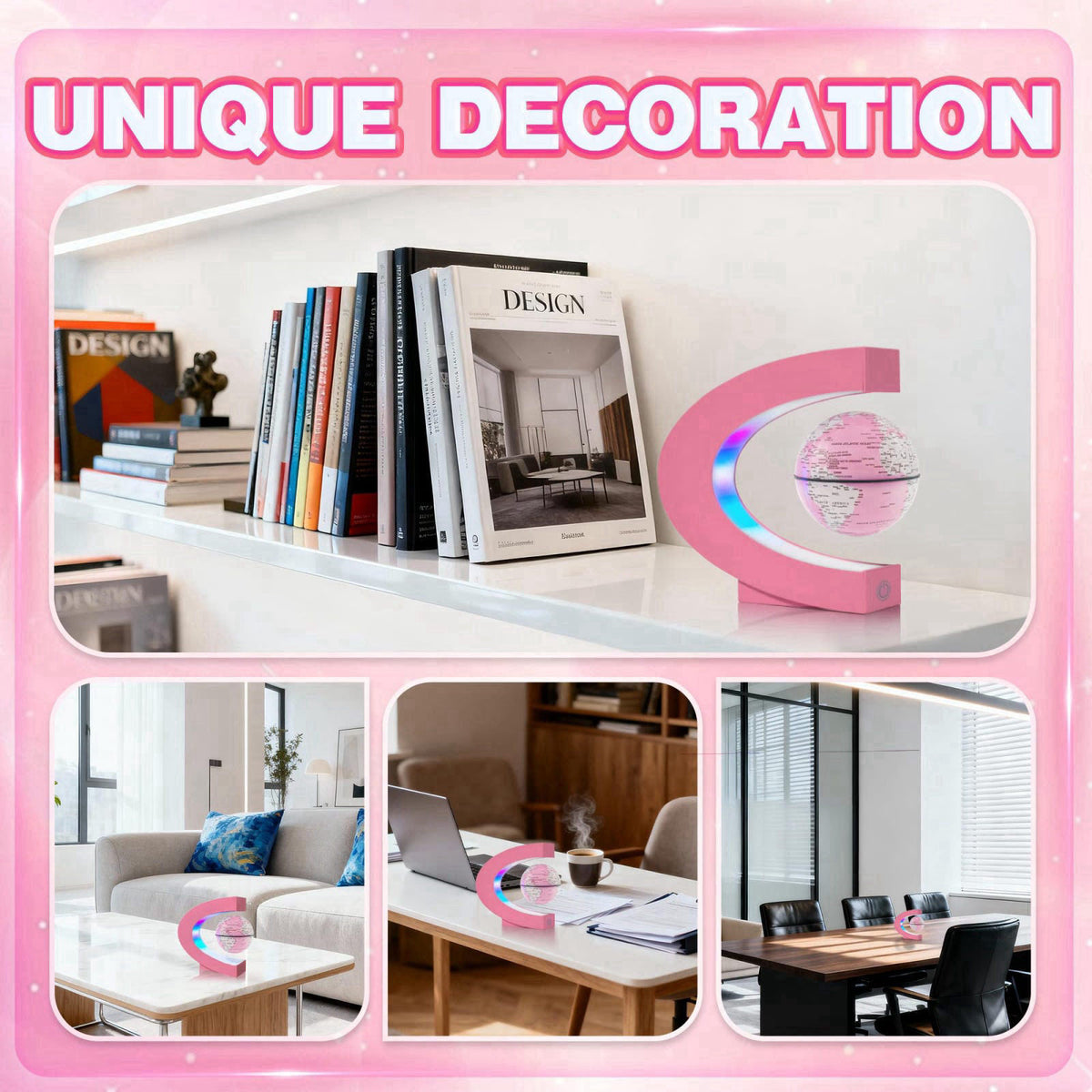 Flagest Magnetic Levitation Floating Globes with LED Lights, C Frame Floating Globe Lamp, Cool tech Gadgets for Home Off