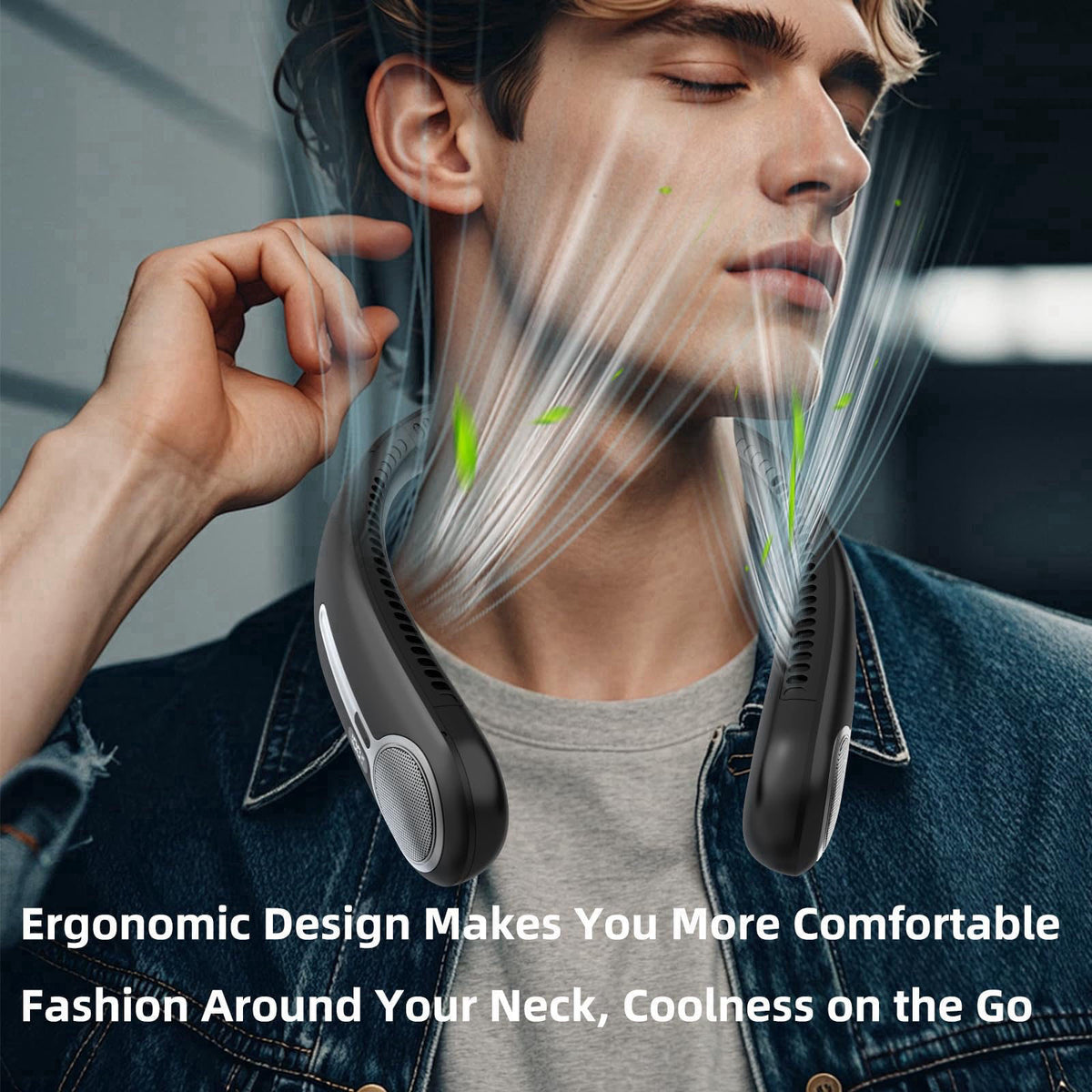 Kinhowly Portable Neck Fan, Personal Wearable Bladeless Fan, 6000mAh USB Rechargeable, 360° Airflow, LED Display, 4-Spee