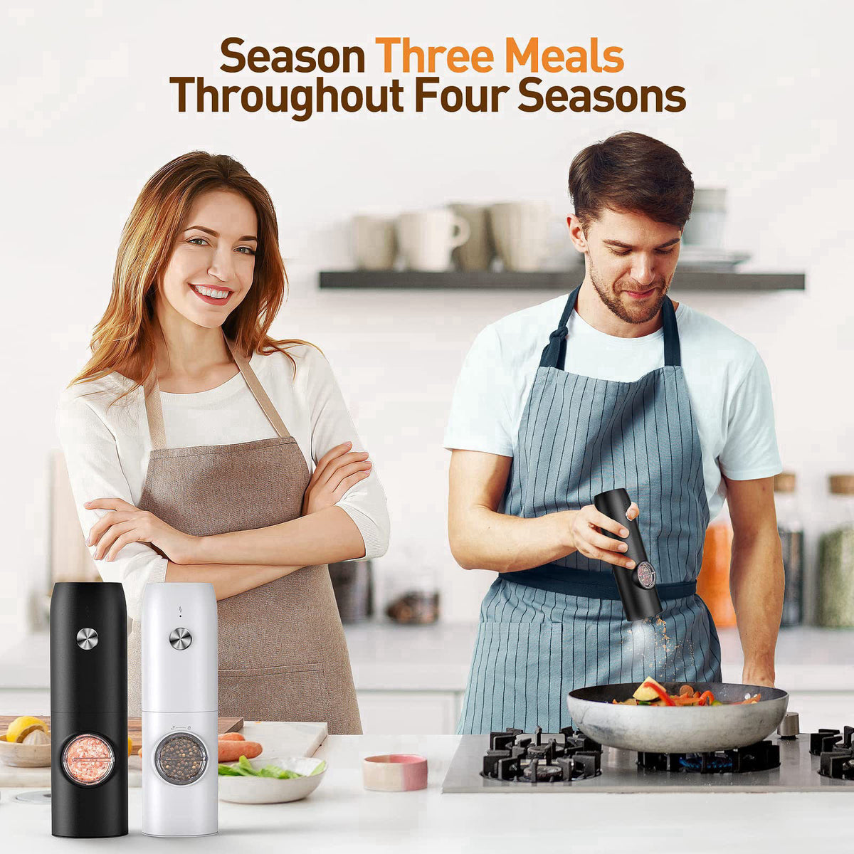 FRTONYI Electric Salt and Pepper Grinder Set, Rechargeable Automatic Salt and Pepper Shakers, Adjustable Coarseness Pepp