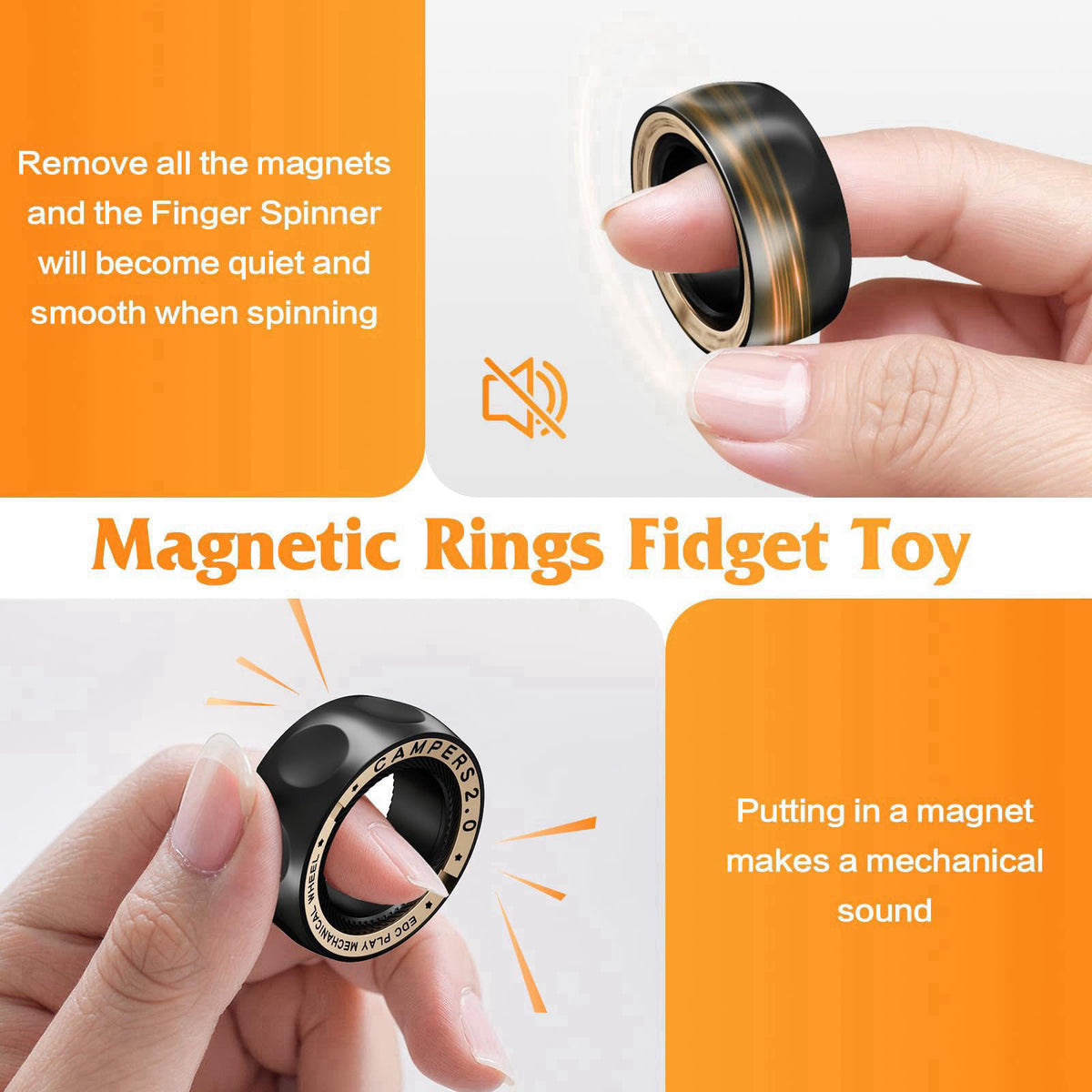 INN&Ocirc;PLUS Upgrade Magnetic Fidget Ring Spinner for Stress Relief Fidget Toys – full view