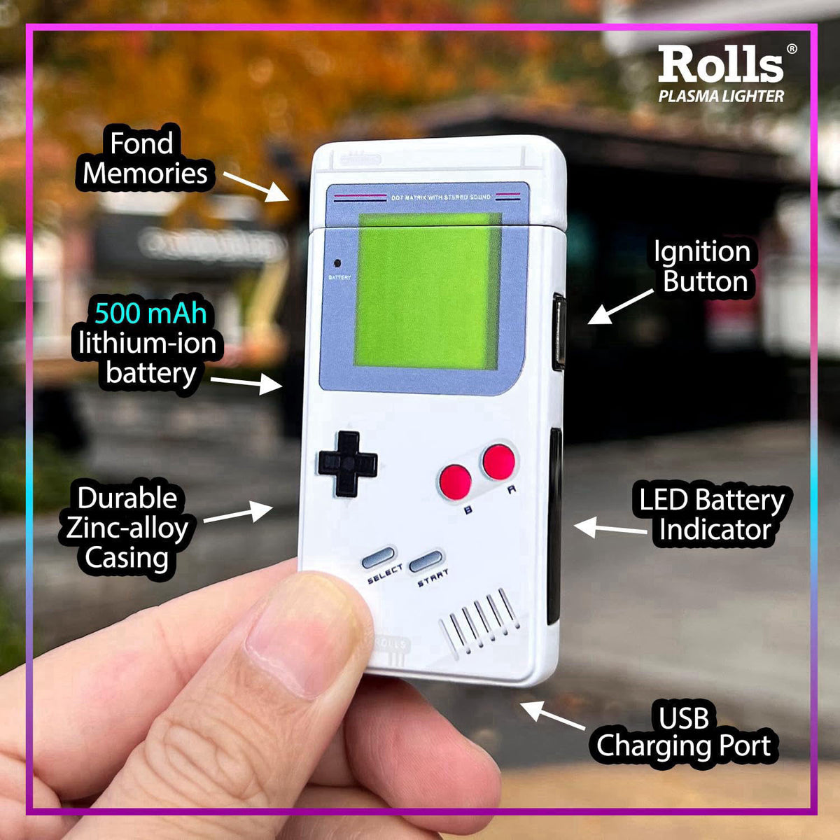 Rolls Electric Lighter - Cool Lighters - Retro Gamer Gifts for Men - Cool Gadgets - Custom Unique Birthday Gifts for Men