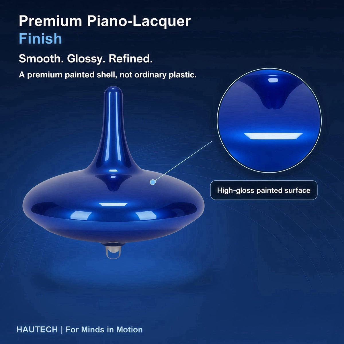 Hautech Electric Spinning Top with Glass Base, 4+ Hour Endless Spin, LED Light Show for Focus, Calm & Creativity, Unique