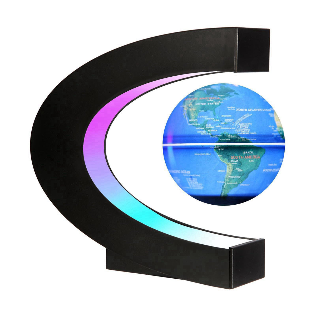 Gresus Upgraded Magnetic Levitation Floating Globe with C Shape Base, Floating World Map Globe with LED Lights, Great Fa
