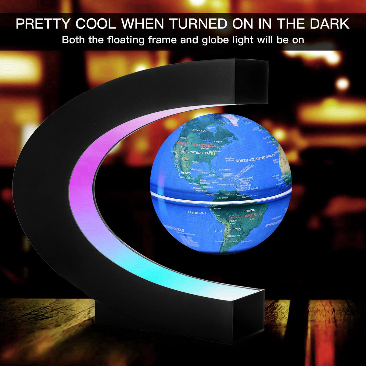 Gresus Upgraded Magnetic Levitation Floating Globe with C Shape Base, Floating World Map Globe with LED Lights, Great Fa