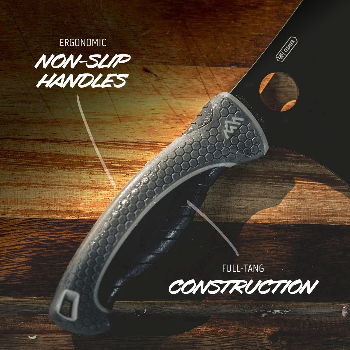 OUTDOOR EDGE ErgoMax Cleaver - Razor Sharp Meat Cleaver and Vegetable Kitchen Knife, Premium Titanium-Coated Steel Blade