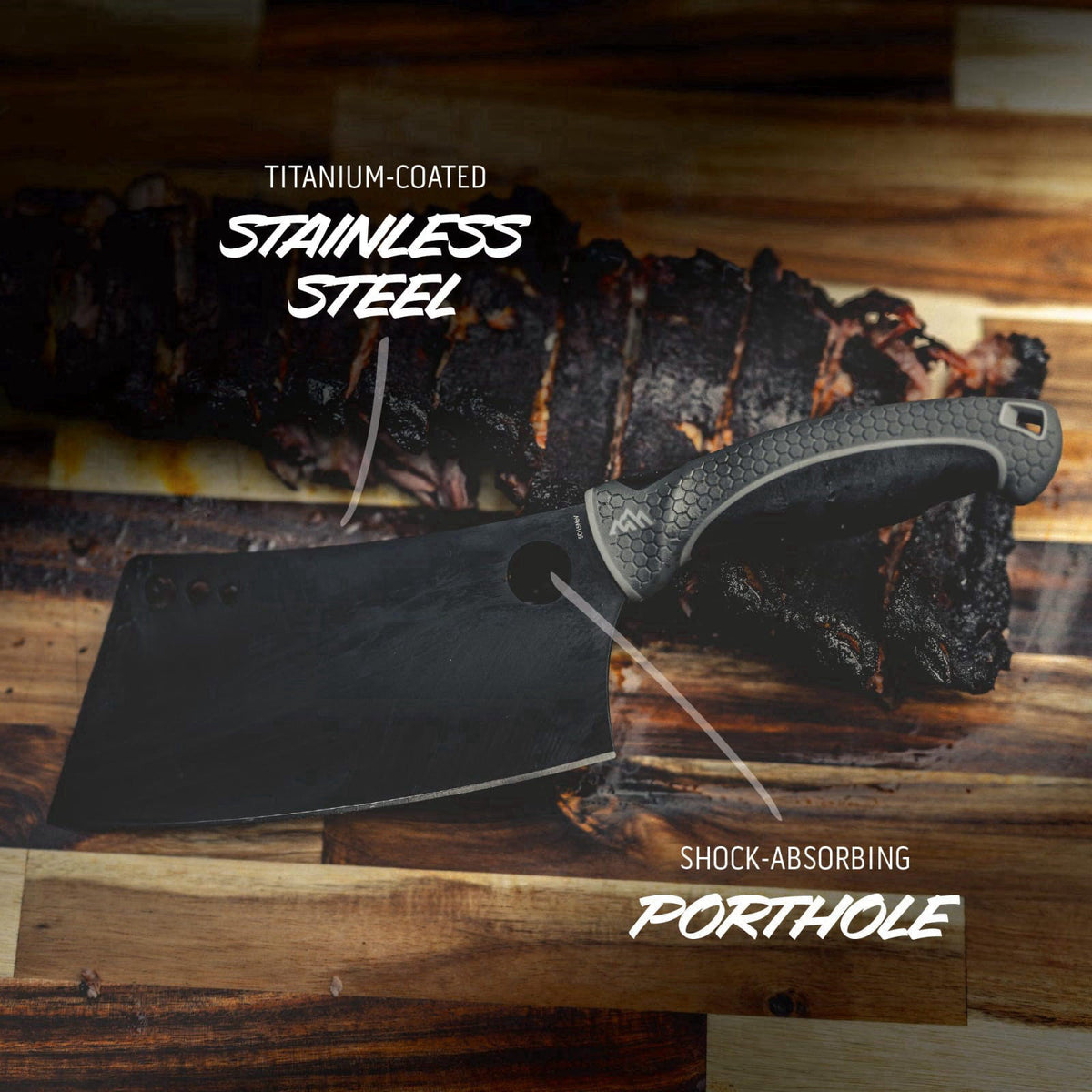 OUTDOOR EDGE ErgoMax Cleaver - Razor Sharp Meat Cleaver and Vegetable Kitchen Knife, Premium Titanium-Coated Steel Blade