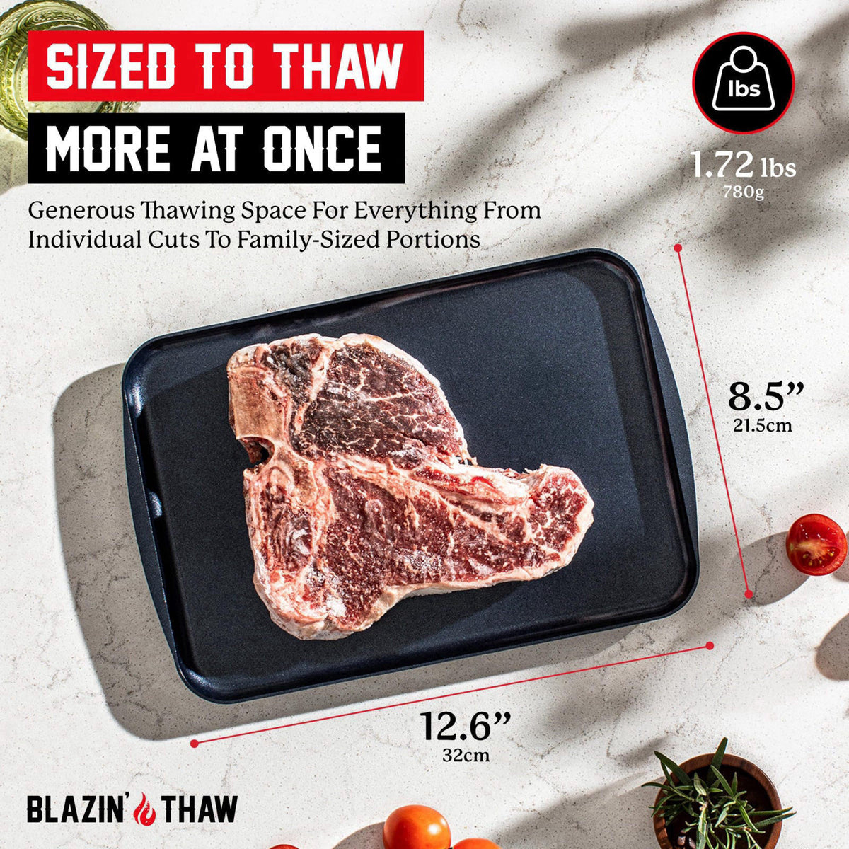 BLAZIN' THAW Defrosting Tray for Frozen Meat | Premium Edition | Aluminium Alloy Plate for Thawing Frozen Food | Natural