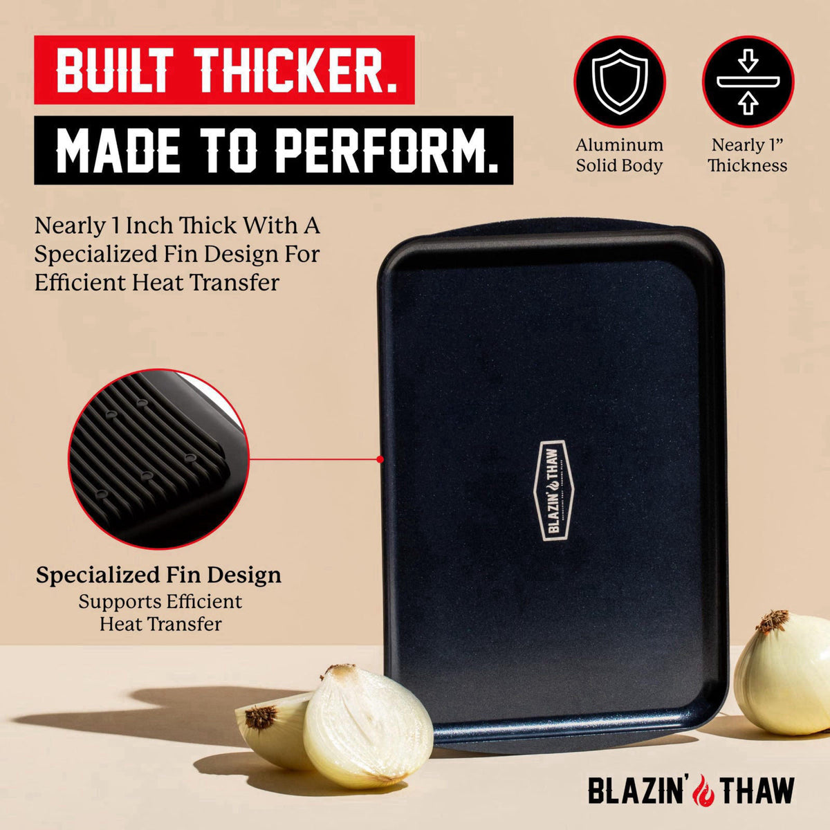 BLAZIN' THAW Defrosting Tray for Frozen Meat | Premium Edition | Aluminium Alloy Plate for Thawing Frozen Food | Natural