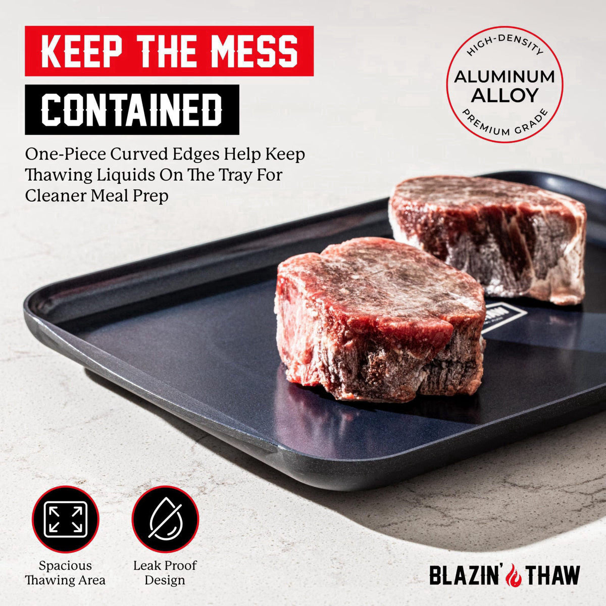 BLAZIN' THAW Defrosting Tray for Frozen Meat | Premium Edition | Aluminium Alloy Plate for Thawing Frozen Food | Natural