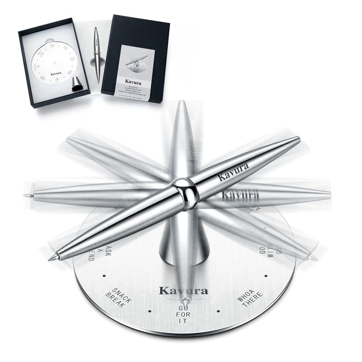 Kavura Spin Decision Maker Pen, Magnetic Desk Fidget Gift for Men