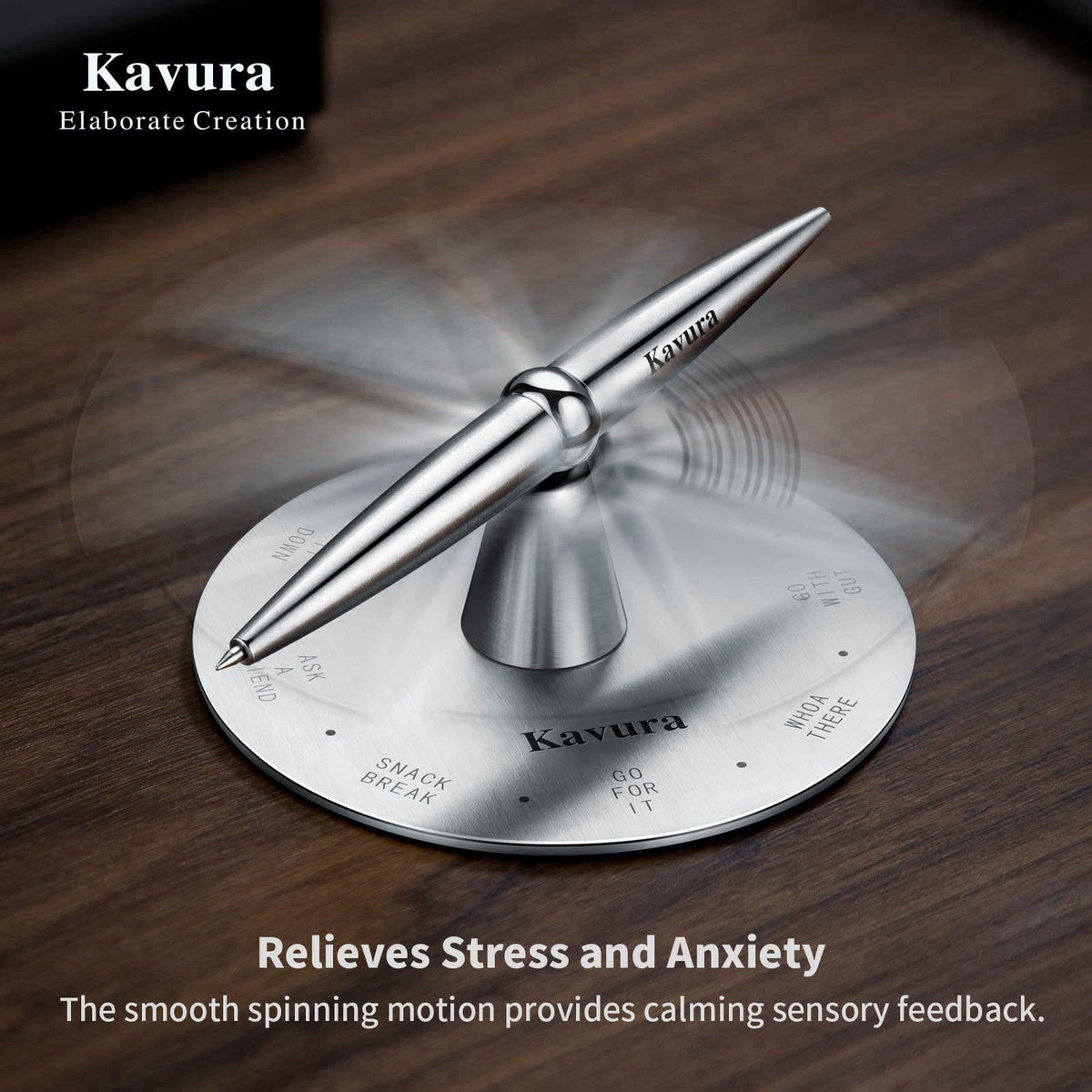 Kavura Spin Decision Maker Pen, Magnetic Desk Fidget Gift for Men – packaging and label